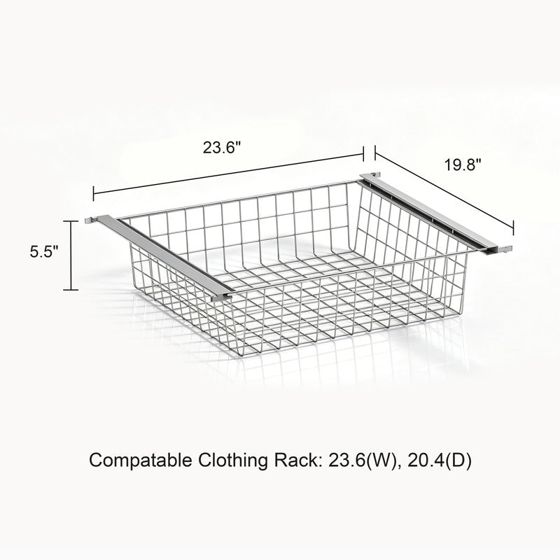 31.5 in. W x 19.7 in. D Stainless Steel Wire Pull-Out Basket for Closet Shelf Organizer