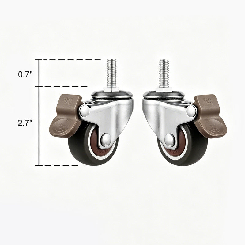 2 PCS Swivel Caster Wheels with Brake - Threaded Stem Replacement Castor Wheels for Open Shelving, Quiet & Scratch-Free