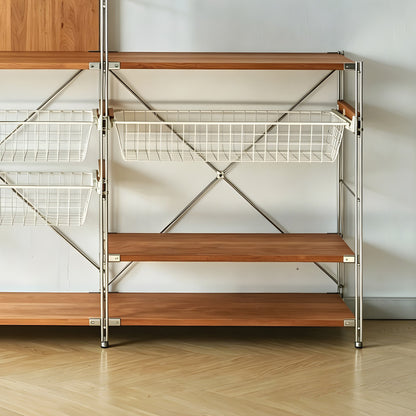 Veneer Wood Shelf for Modular Shelving, Natural Real Wood Top Replacement for Open Frame, Modern Furniture