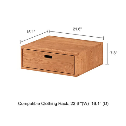1 Tier Wood Drawer, Natural Real Wood Storage Solution for Open Shelves, Easy Drop-in Installation