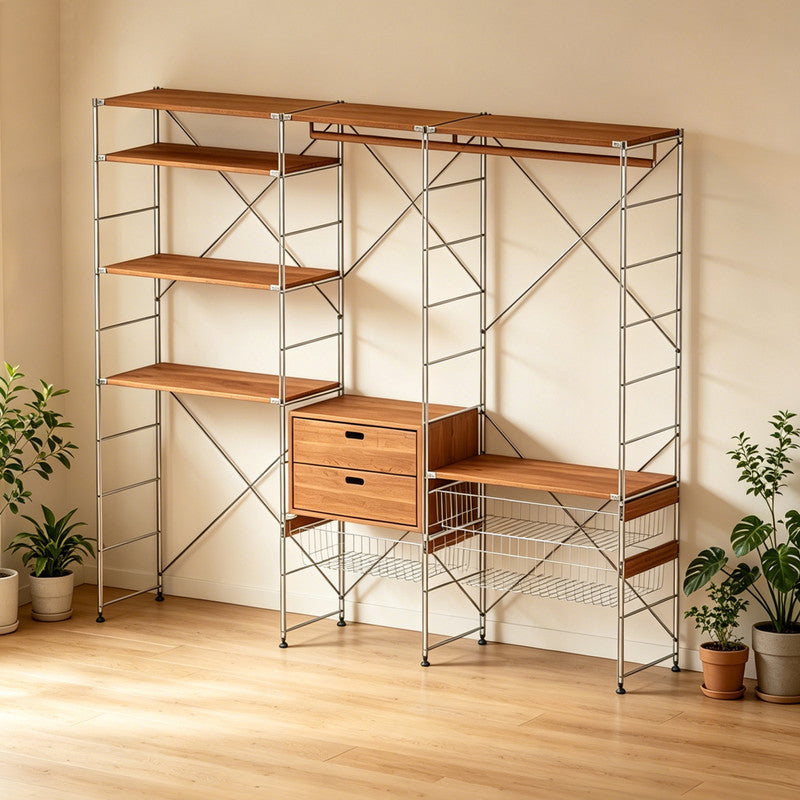 Minimalist Metal X Braces for Shelving Units, Stainless Steel Corner Connectors for DIY Open Wardrobe