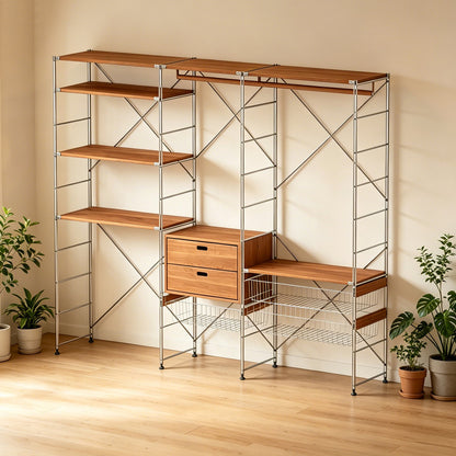 Minimalist Metal X Braces for Shelving Units, Stainless Steel Corner Connectors for DIY Open Wardrobe