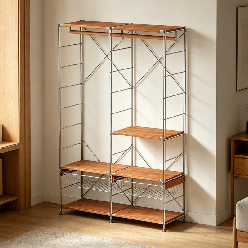 Minimalist Metal X Braces for Shelving Units, Stainless Steel Corner Connectors for DIY Open Wardrobe
