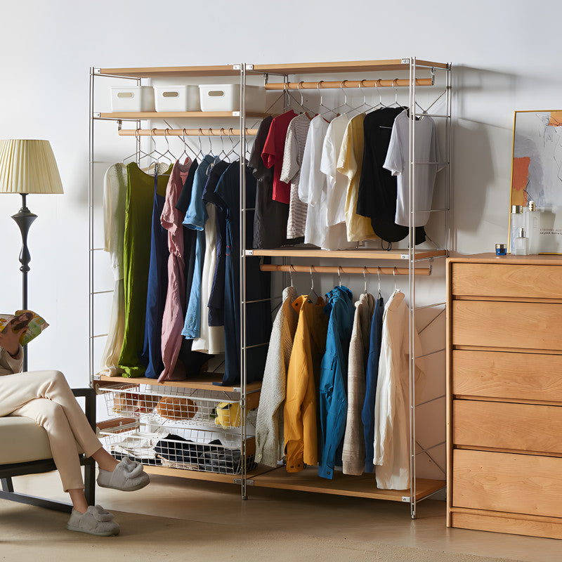 Wooden Closet Rod, Natural Beech Finish, Rustproof Hardware