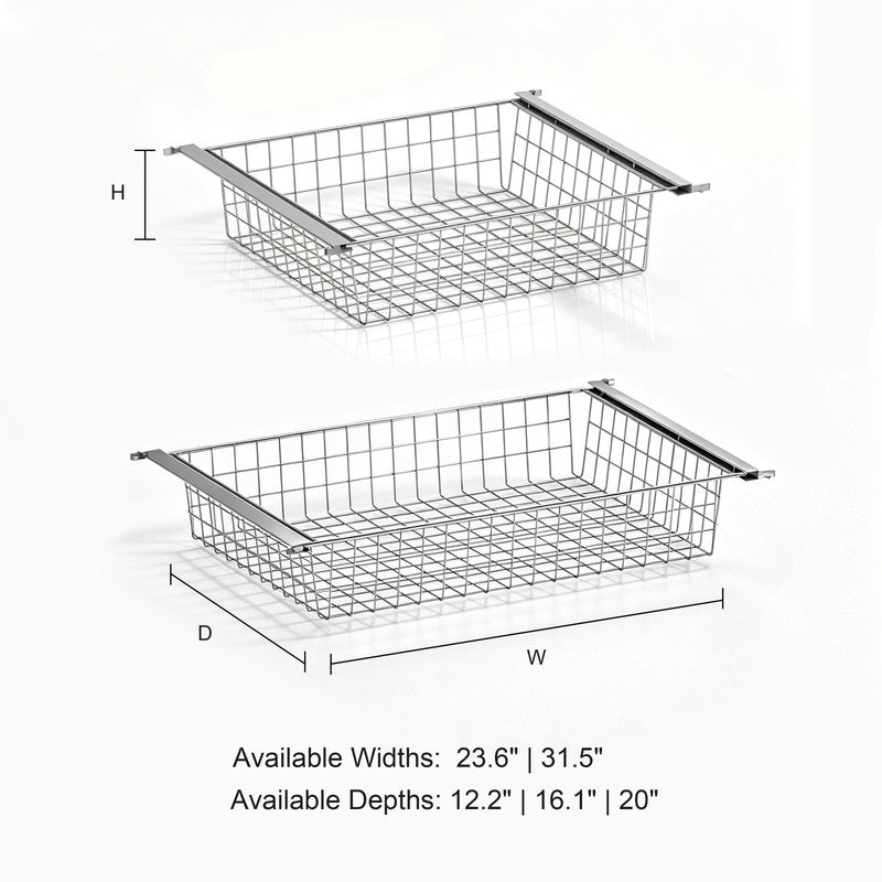 31.5 in. W x 19.7 in. D Stainless Steel Wire Pull-Out Basket for Closet Shelf Organizer