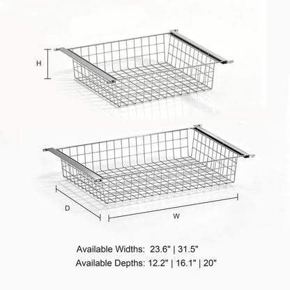 31.5 in. W x 19.7 in. D Stainless Steel Wire Pull-Out Basket for Closet Shelf Organizer