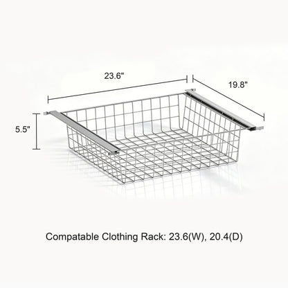 31.5 in. W x 19.7 in. D Stainless Steel Wire Pull-Out Basket for Closet Shelf Organizer