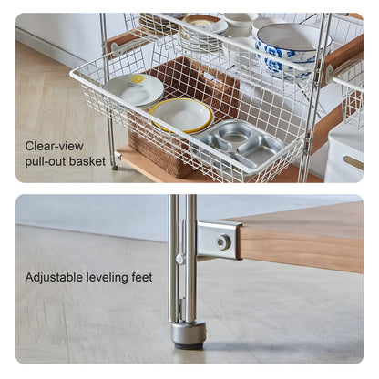 Open Wardrobe Rack with Wire Basket, Freestanding Minimalist Clothes Rack, Floor Standing Open Closet for Bedroom