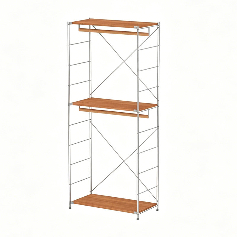 Japanese Style Clothing Rack, Freestanding Open Wardrobe with Hanging Bar, Floor Standing Bedroom Closet Organizer