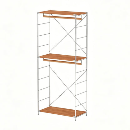 Japanese Style Clothing Rack, Freestanding Open Wardrobe with Hanging Bar, Floor Standing Bedroom Closet Organizer