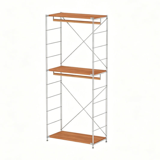 Japanese Style Clothing Rack, Freestanding Open Wardrobe with Hanging Bar, Floor Standing Bedroom Closet Organizer
