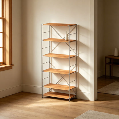 Japanese Style Clothing Rack with Shelves - Freestanding Open Wardrobe Organizer, Floor Standing Bedroom Closet