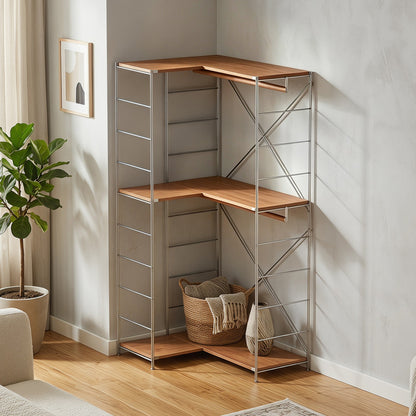 L-Shaped Corner Clothing Rack, Freestanding Open Closet System for Small Spaces