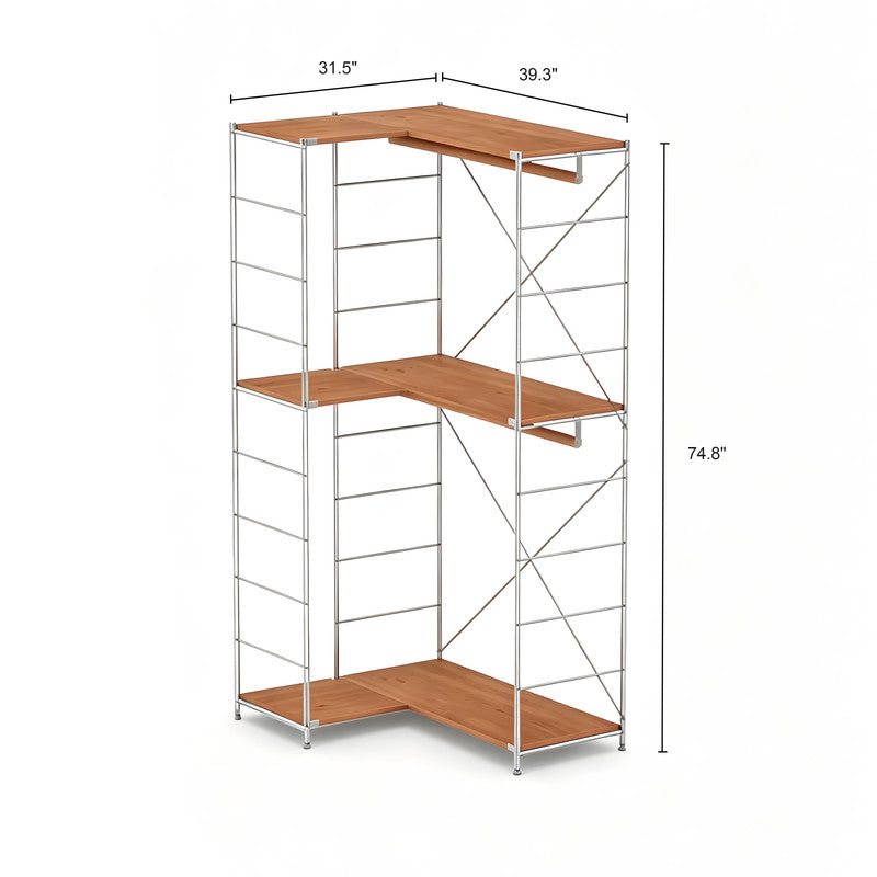L-Shaped Corner Clothing Rack, Freestanding Open Closet System for Small Spaces