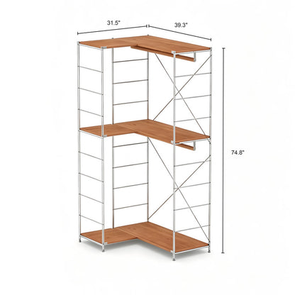 L-Shaped Corner Clothing Rack, Freestanding Open Closet System for Small Spaces